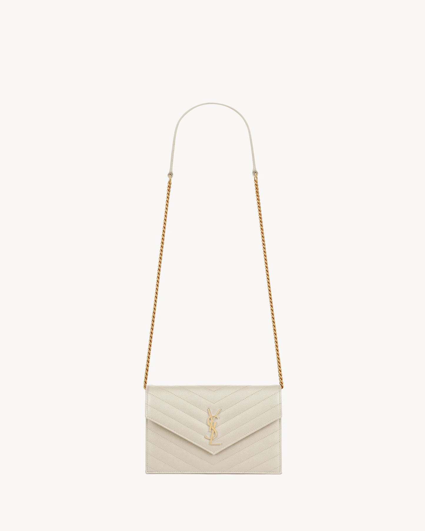 YSL - Cassandre Envelope Chain Wallet Cream